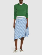 JW ANDERSON - Striped Cotton Asymmetric Midi Skirt