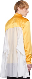 ANDREJ GRONAU Yellow Satin & Popeline Drape Double Shirt
