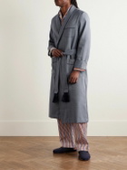 Derek Rose - Lincoln 11 Belted Herringbone Wool Robe - Blue