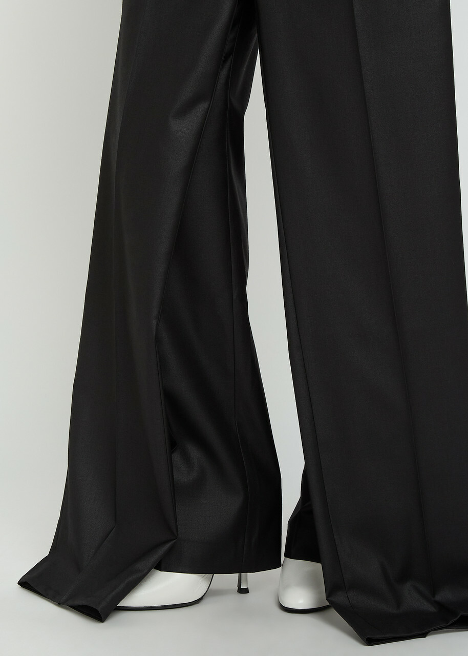 Bettter Double Leg Layered Wool-blend Trousers Black