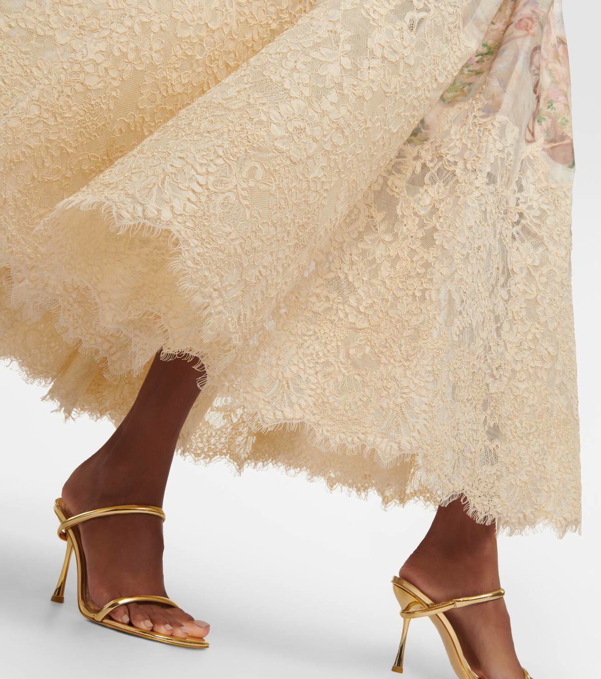 ZIMMERMANN シルクオーガンザ ロングドレス 【関税なし】 ZIMMERMANN シルクオーガンザ ロングドレス 装飾＆ラッフル付き