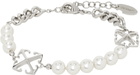 Off-White Silver Pearls & Arrow Bracelet