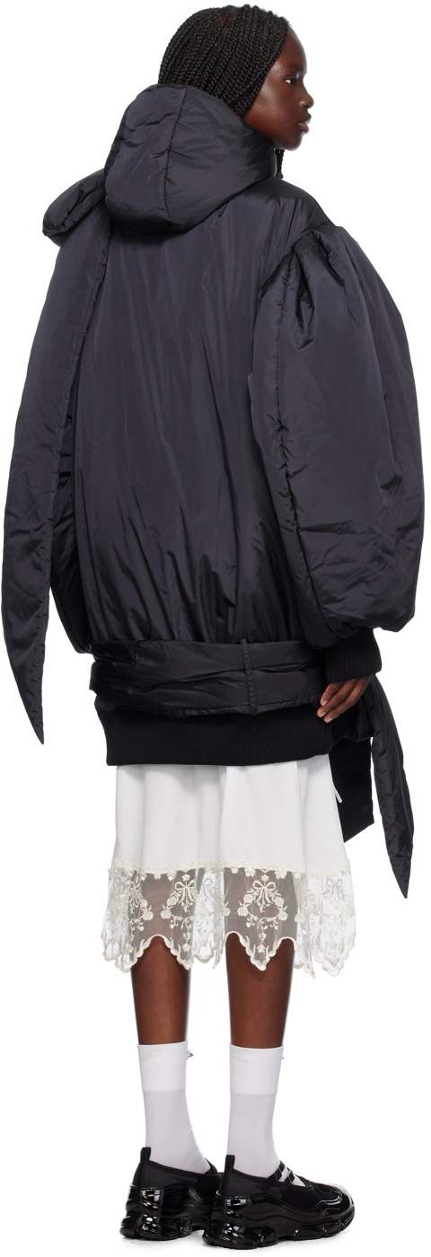 Simone Rocha Navy Oversized Bow Detail Bomber Jacket