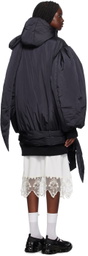 Simone Rocha Navy Oversized Bow Detail Bomber Jacket