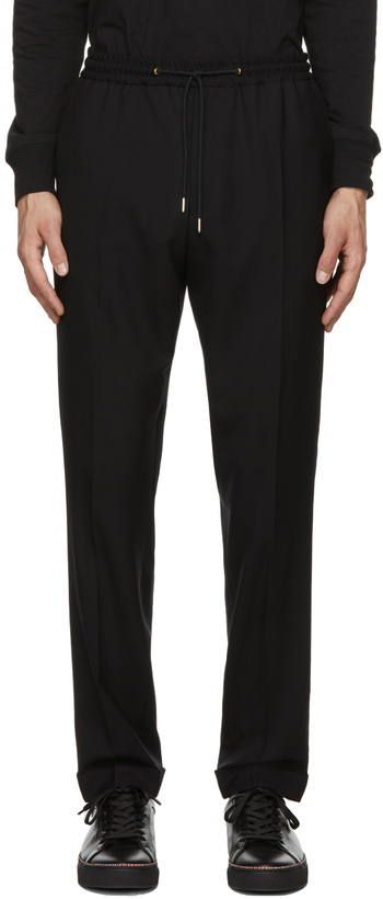 Photo: Paul Smith Black Drawstring Wool Trousers