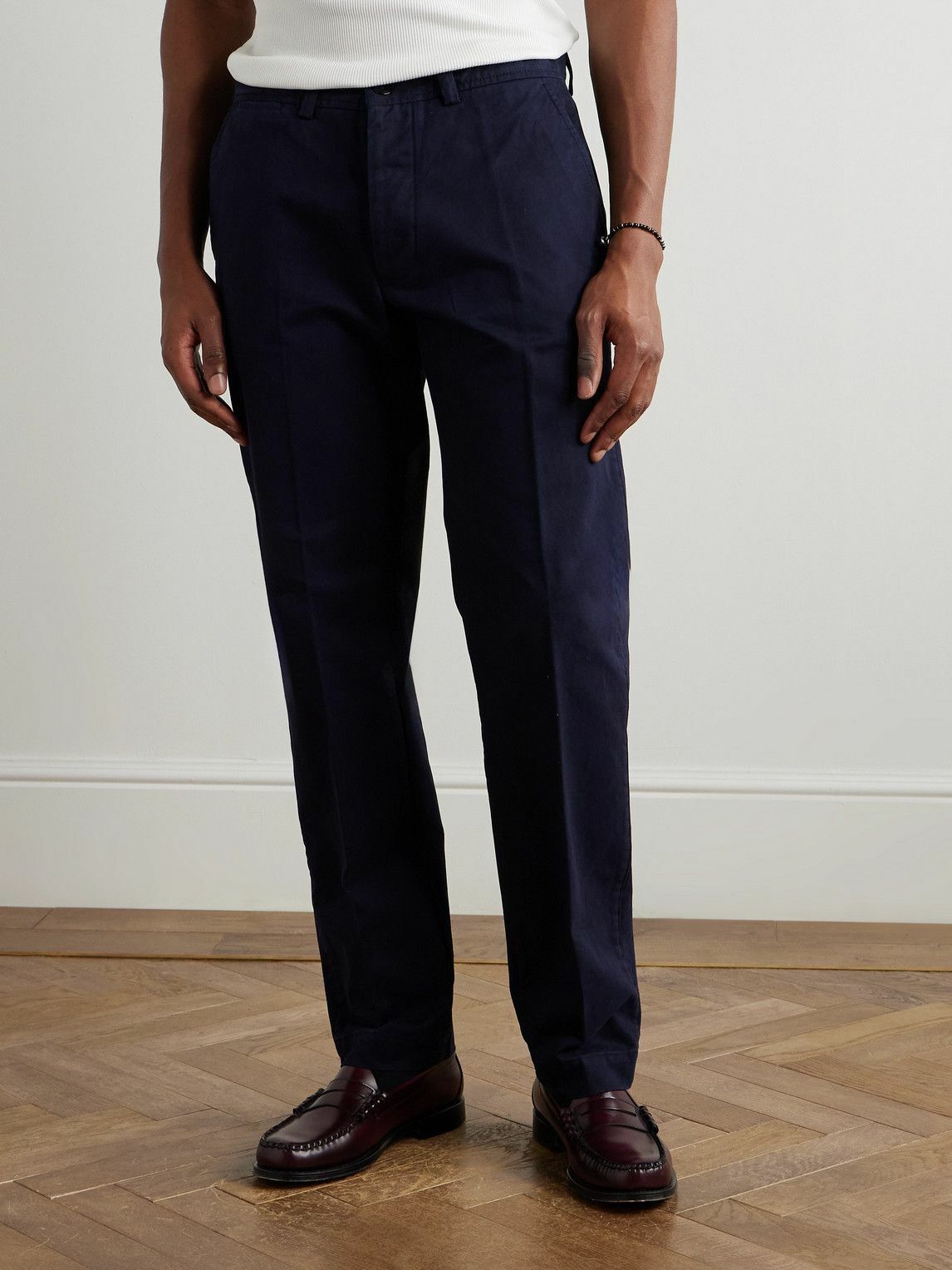 Officine Générale - Straight-Leg Garment-Dyed Cotton-Twill Trousers - Blue