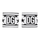 Dolce and Gabbana White and Black Wool Millennial Star Wristbands