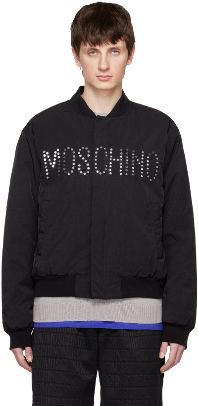 Photo: Moschino Black Embellished Bomber Jacket