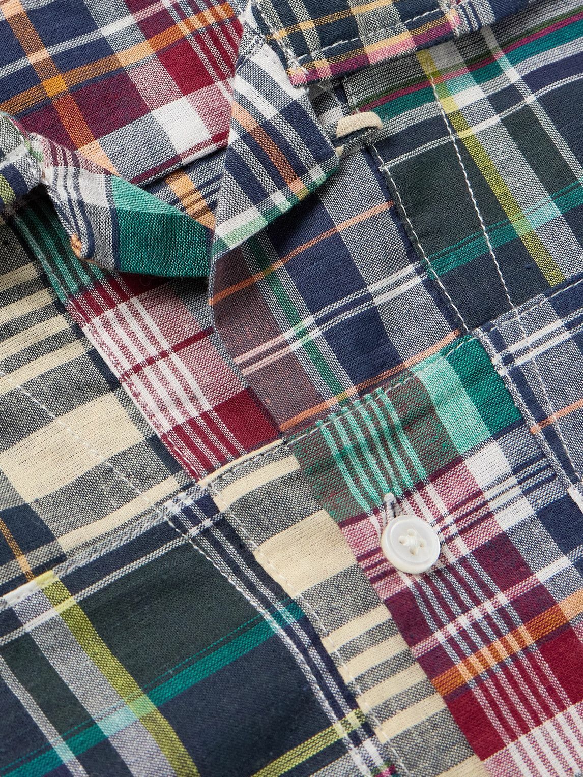 Alex Mill - Convertible-Collar Patchwork Checked Cotton-Madras Shirt - Multi