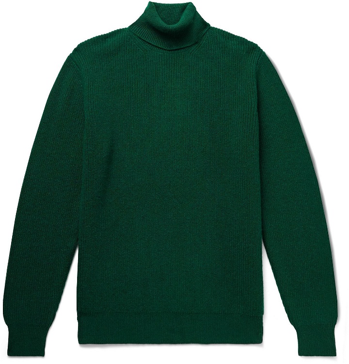 Photo: Thom Sweeney - Ribbed Merino Wool and Cashmere-Blend Rollneck Sweater - Green