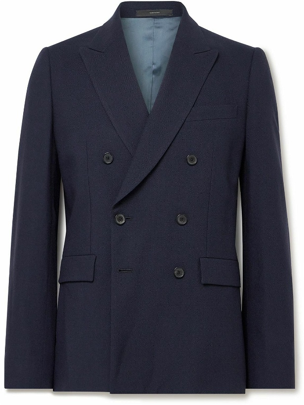 Photo: Paul Smith - Slim-Fit Double-Breasted Wool Suit Jacket - Blue