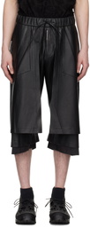 CARNET-ARCHIVE Black Perforated Faux-Leather Shorts