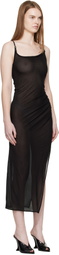 Mugler Black Asymmetrical Buckled Strap Maxi Dress
