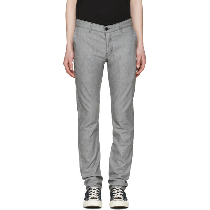 Naked And Famous Denim Grey Slim Chino Trousers Naked And Famous Denim