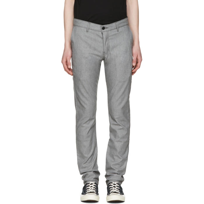 Photo: Naked and Famous Denim Grey Slim Chino Trousers