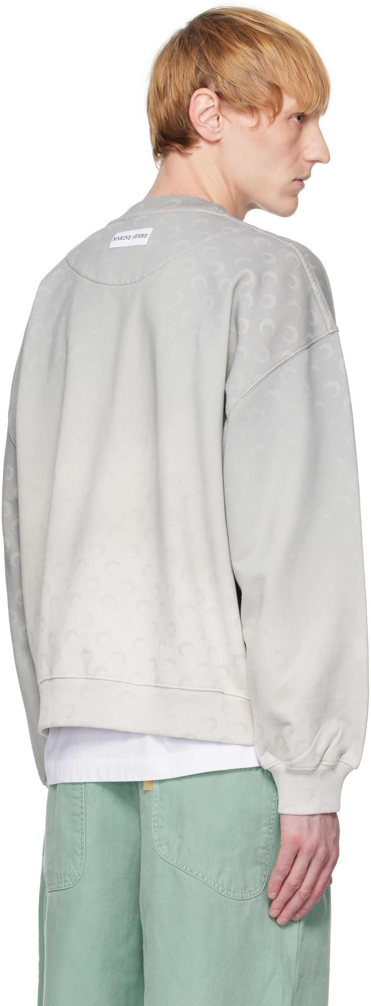 Marine Serre Gray Moon Faded Fleece Oversized Sweatshirt