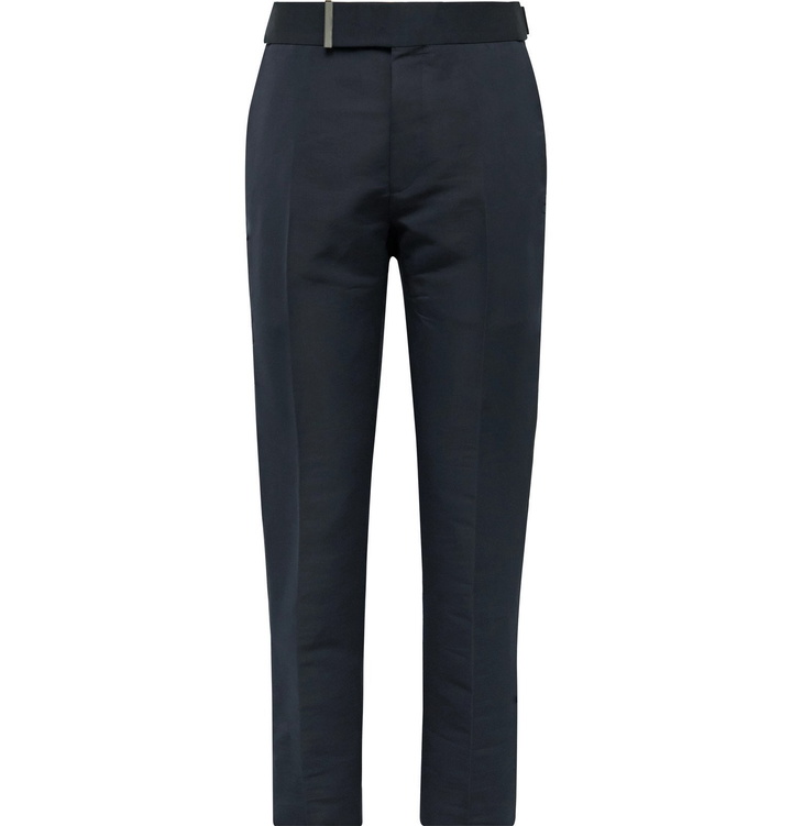 Photo: TOM FORD - Atticus Slim-Fit Cotton and Silk-Blend Trosuers - Blue