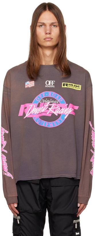 Photo: Rhude Gray 'Desert Racing' Long Sleeve T-Shirt