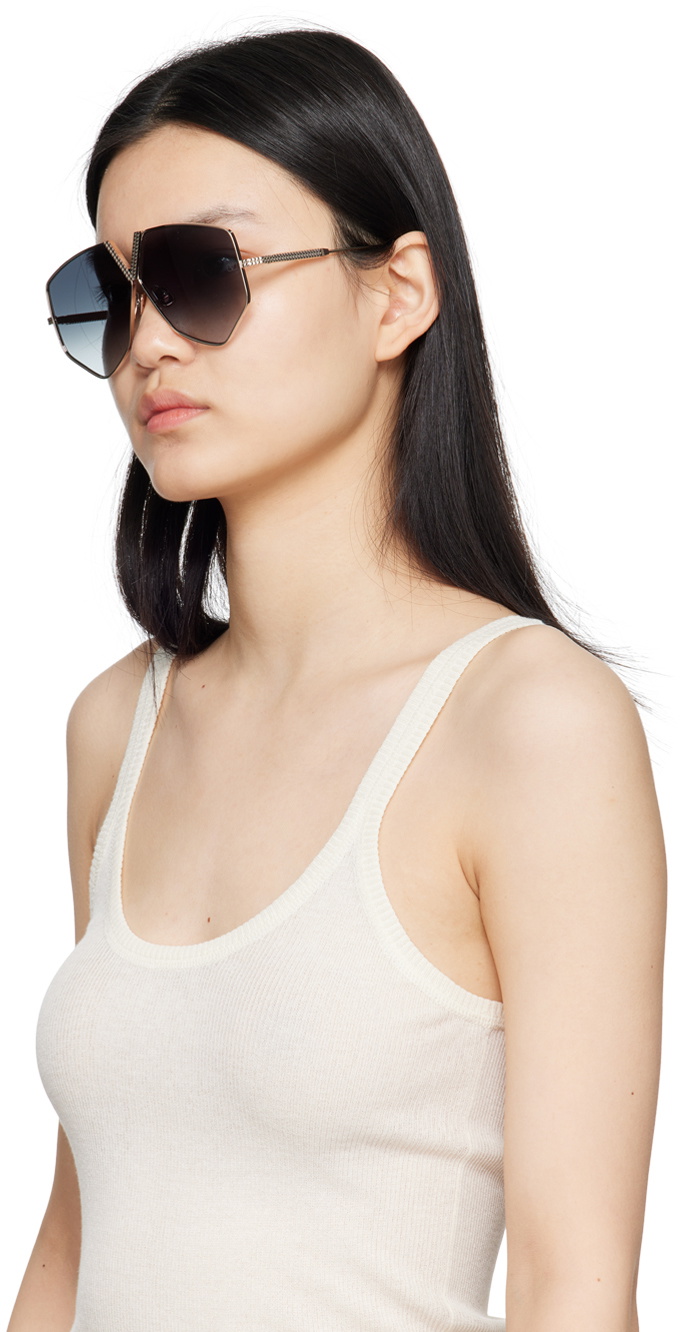 Valentino Garavani Gold V-Hexagon Sunglasses