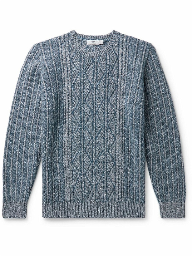 Photo: Inis Meáin - Aran-Knit Merino Wool and Cashmere-Blend Sweater - Blue