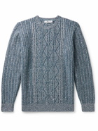 Inis Meáin - Aran-Knit Merino Wool and Cashmere-Blend Sweater - Blue