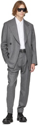 Alexander McQueen Grey Wool Felt Tailored Double-Breasted Blazer