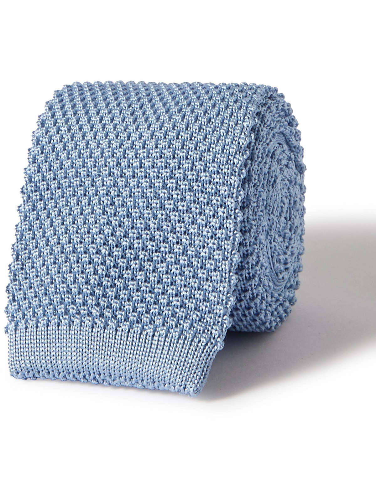 ANDERSON & SHEPPARD - 7cm Knitted Silk Tie - Blue Anderson & Sheppard