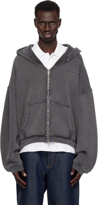 Photo: Alexander Wang Gray Oversize Zip-Up Hoodie