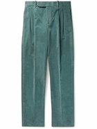 Loro Piana - Straight-Leg Pleated Cotton-Blend Corduroy Trousers - Blue