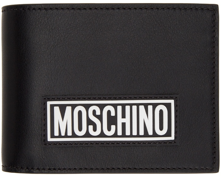 Photo: Moschino Black Logo Patch Bifold Wallet