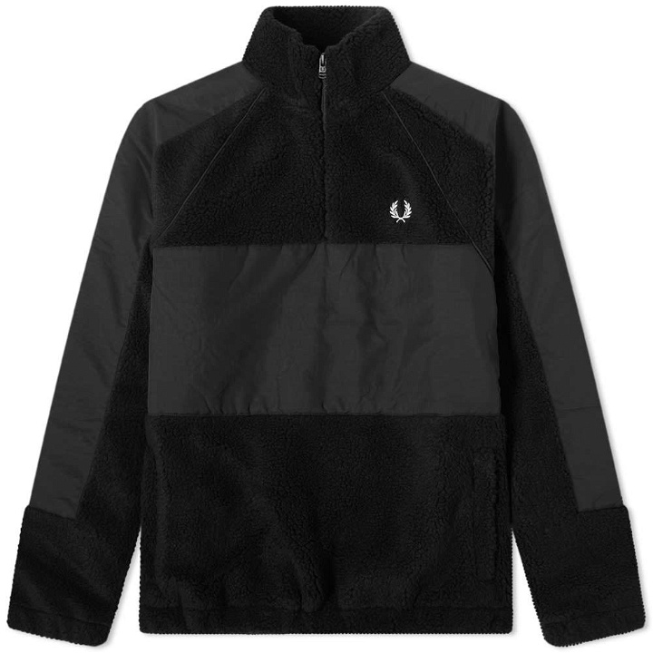 Photo: Fred Perry Woven Panel Borg Half Zip Sweat