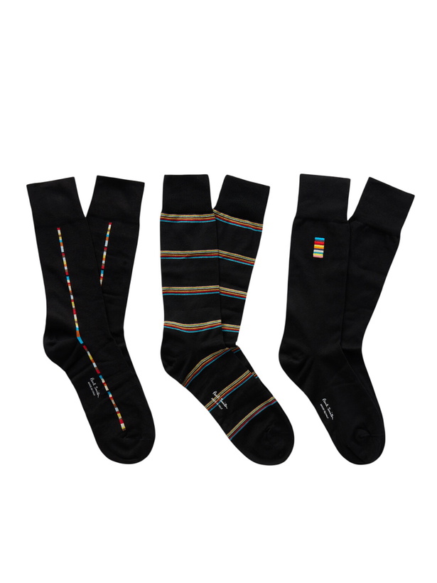 Photo: Paul Smith - Pack of Three Striped Cotton-Blend Socks