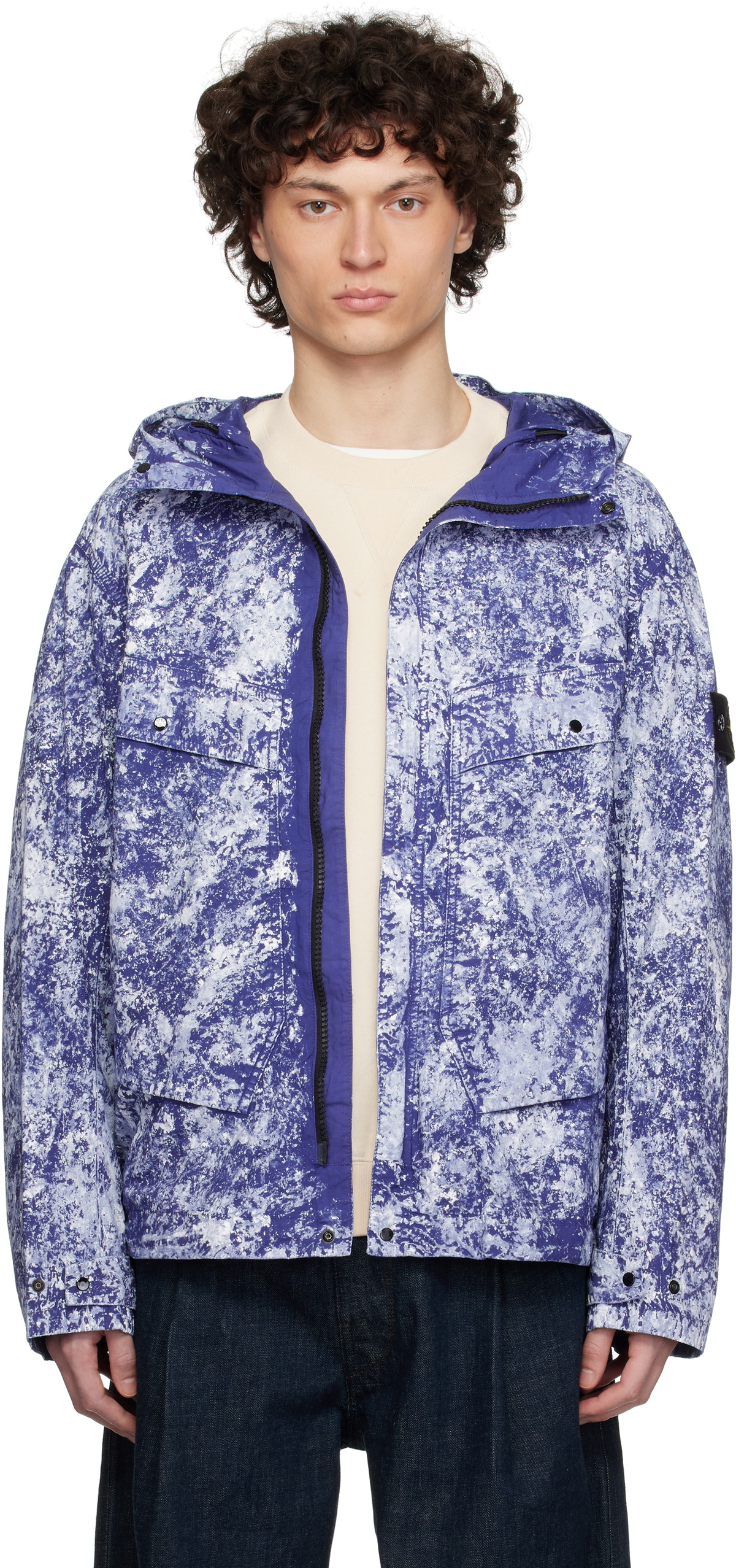 STONE  tela paracadute コットンパーカー Stone Island Blue White Pigment On Tela Paracadute Stretch-TC