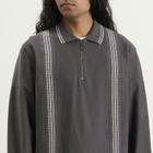 Palmes Men's Panel Longsleeve Zip Polo in Charcoal