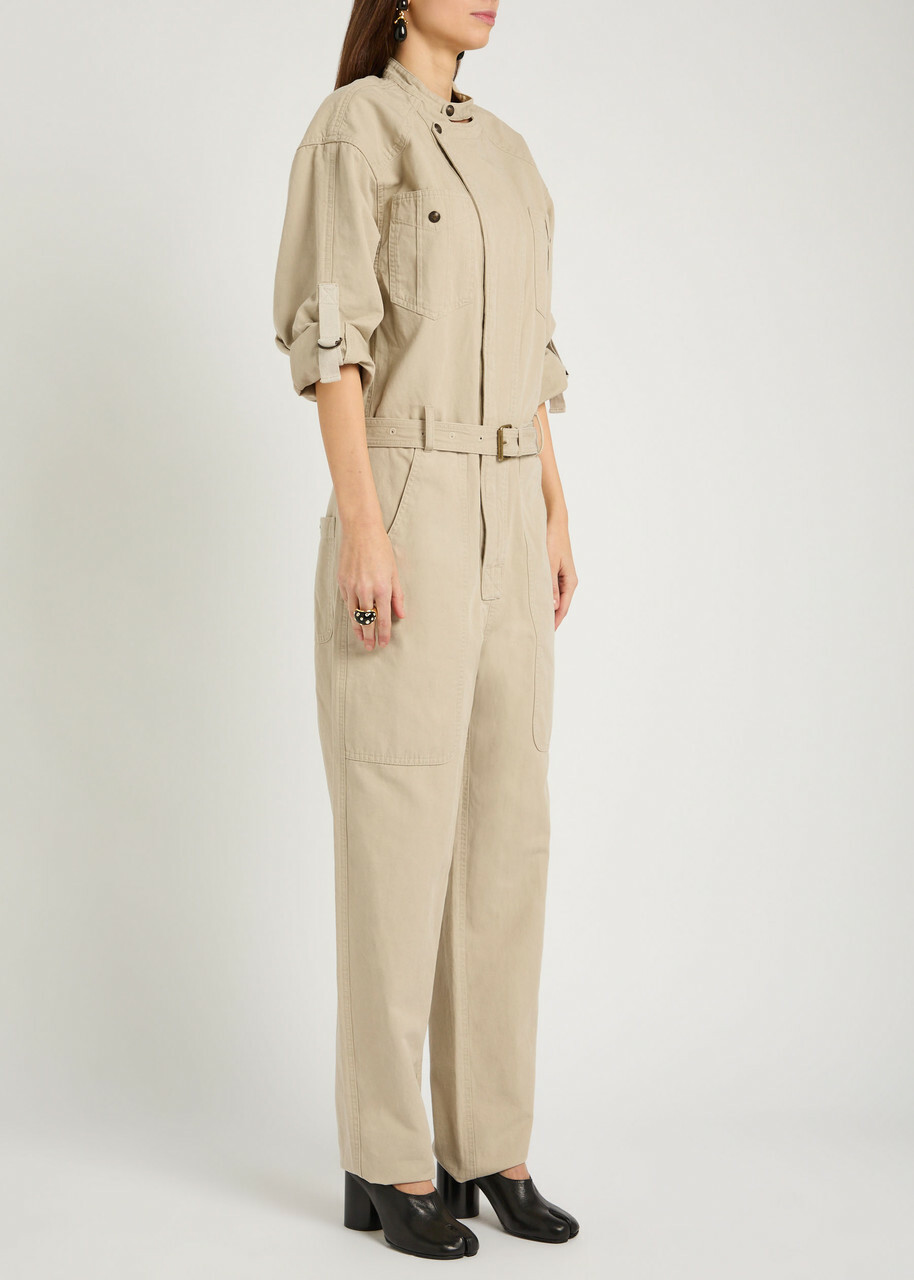 Isabel Marant étoile Nessime Panelled Cotton and Linen-blend Jumpsuit Beige