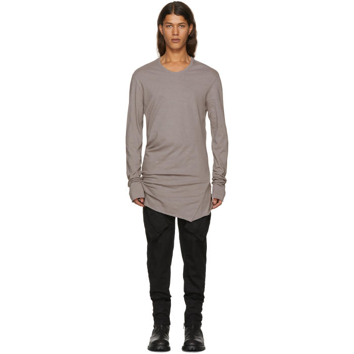 Julius Grey Long Sleeve Shirring Cut and Sewn T-Shirt Julius