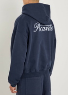Picante Tailor Embroidered Hooded Cotton Sweatshirt Navy
