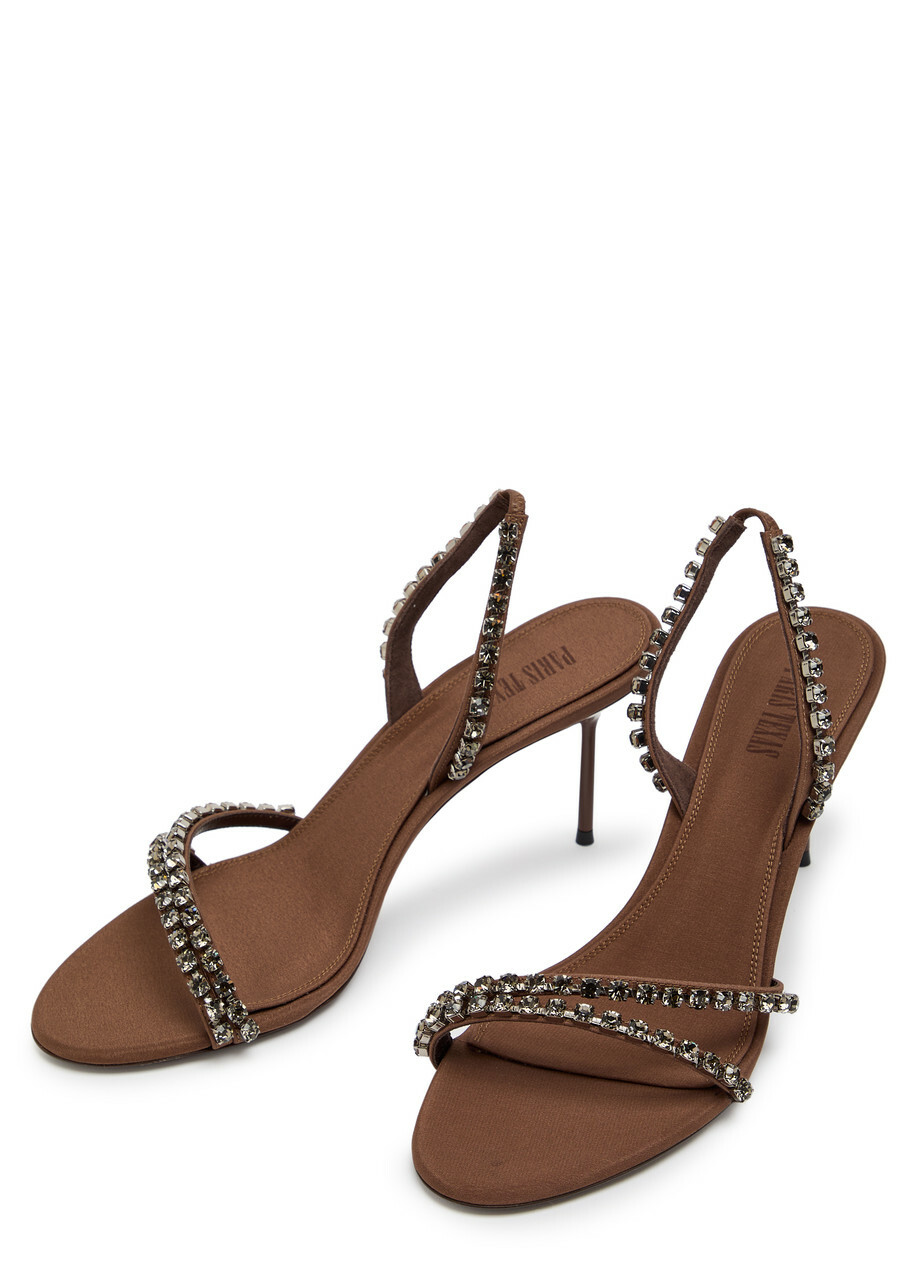 Paris Texas Lidia 70 Crystal-embellished Crepe Sandals Brown
