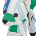 Maison Kitsuné Men's Small Stripes Fox Bag Charm in Blue Green Stripes