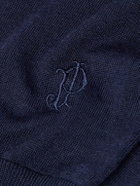 Purdey - Logo-Embroidered Merino Wool Polo Shirt - Blue