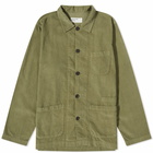 Universal Works Men's Fine Cord Bakers Overshirt in Olive