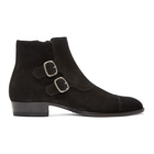 Saint Laurent Black Suede Jodhpur Wyatt Boots