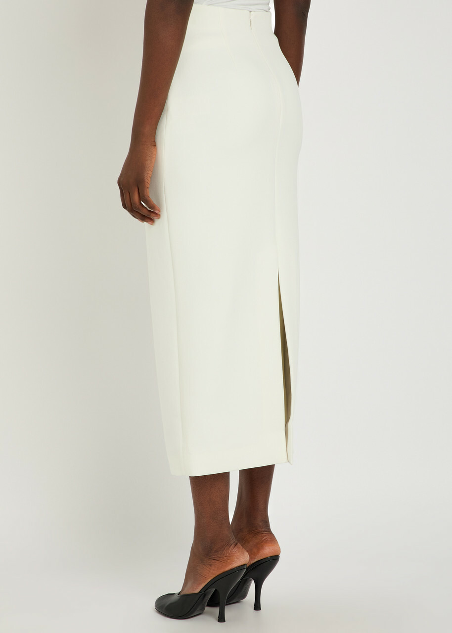 Roland Mouret Crepe Midi Skirt Cream