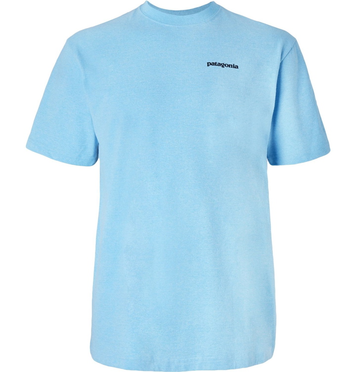 Photo: Patagonia - P-6 Logo Responsibili-Tee Printed Cotton-Blend Jersey T-Shirt - Blue