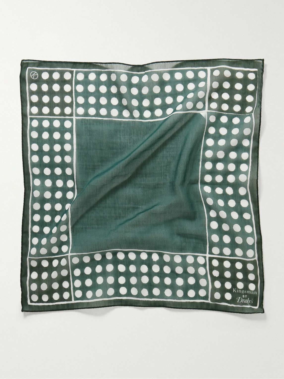 Kingsman - Drake's Logo-Print Polka-Dot Cotton and Silk-Blend Pocket Square