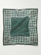 Kingsman - Drake's Logo-Print Polka-Dot Cotton and Silk-Blend Pocket Square