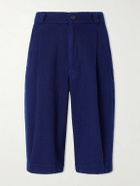 Blue Blue Japan - Wide-Leg Pleated Sashiko Cotton Shorts - Blue
