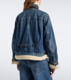 Sacai Leather-trimmed denim jacket