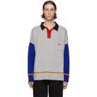 Loewe Grey and Blue Cashmere Long Sleeve Polo
