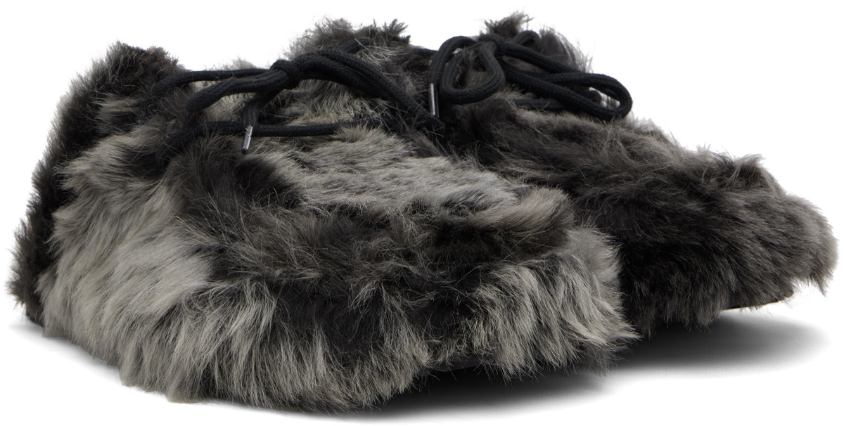 Dries Van Noten Gray Shearling Clogs